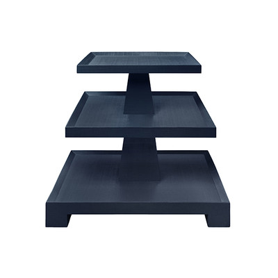 Worlds Away Tatiana Side Table - Textured Navy Linen