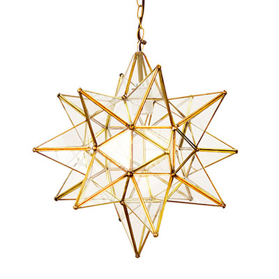 Worlds Away X-Large Clear Star Chandelier - Brass