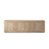 Four Hands Abaso Media Console - Whitewash Rustic Wormwood Oak
