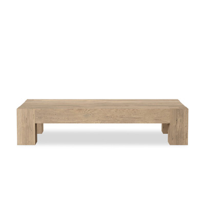 Four Hands Abaso Rectangular Coffee Table - Whitewash Rustic Wormwood Oak