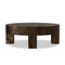 Four Hands Abaso Round Coffee Table 42" - Ebony Rustic Wormwood Oak