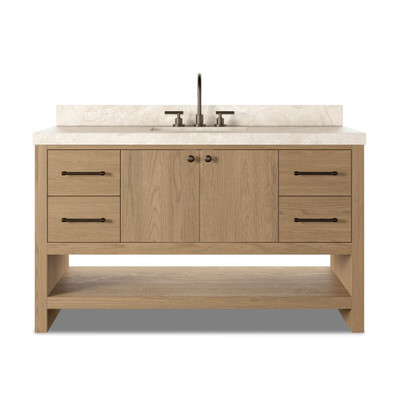 Four Hands Anthem Single Wide Vanity - Satin Light Wash Oak