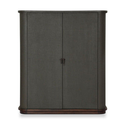 Four Hands Berlin Cabinet - Dark Green Lacquered Linen