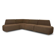 Four Hands Clemence Dining Banquette L Shape 127" - Crypton Nomad Mushroom