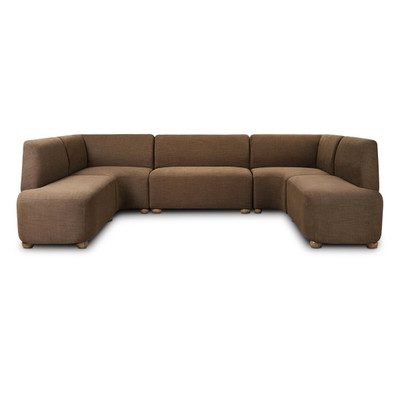 Four Hands Clemence Dining Banquette U Shape 128" - Crypton Nomad Mushroom