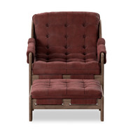 Four Hands Halston Chair w/Ottoman - Nubuck Burgundy