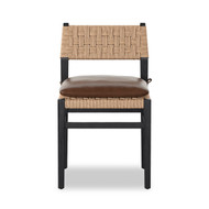 Four Hands Hamlin Dining Chair with Cushion - Havana Brown - Distressed Black Ash