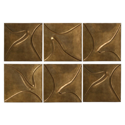Four Hands Ozias Metal Wall Panel Set of 6 - Smooth Golden