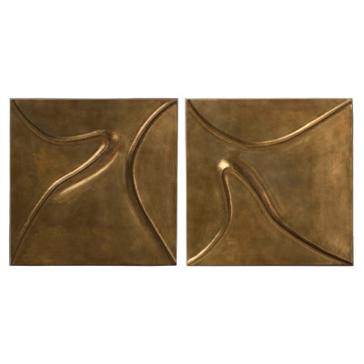 Four Hands Ozias Metal Wall Panel Set - Smooth Golden