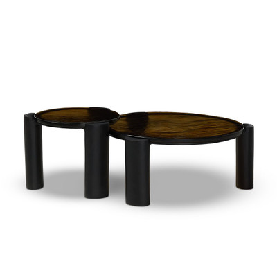 Four Hands Rover Nesting Table - Amber Cast Glass