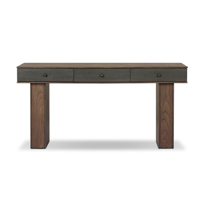 Four Hands Soloman Console Table - Dark Green Lacquered Linen