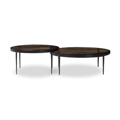 Four Hands Yoko Nesting Set of 2 - Smoked Brown Cast Glass