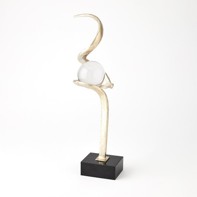 Global Views Captured Sphere Sculpture - Silver Leaf