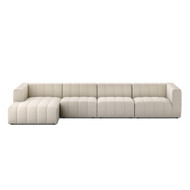 Four Hands Langham Channeled 3PC RAF Sectional W/ Ottoman - Crypton Nomad Snow