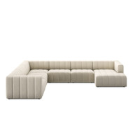 Four Hands Langham Channeled 4PC RAF Sectional - Crypton Nomad Snow
