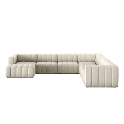 Four Hands Langham Channeled 5 PC Sectional w/ RAF Chaise - Crypton Nomad Snow