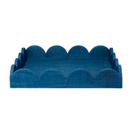 Jamie Young Wonderland Scalloped Decorative Raffia Tray - Indigo