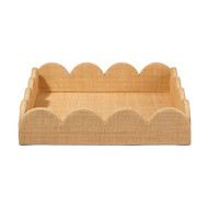Jamie Young Wonderland Scalloped Small Decorative Raffia Tray - Natural