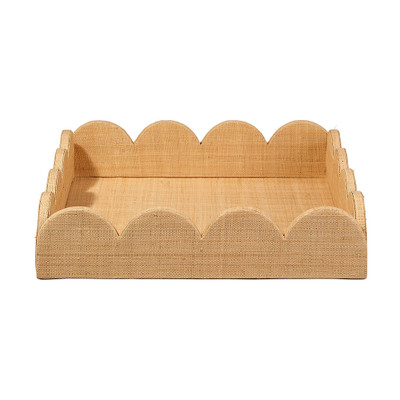 Jamie Young Wonderland Scalloped Small Decorative Raffia Tray - Natural