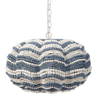 Jamie Young Clamshell Wood Beaded 3-Light Small Chandelier - Blue
