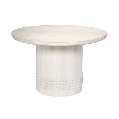 Jamie Young Studded Wood Bistro Dining Table - White Washed