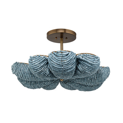 Jamie Young Anguilla Semi-Flush Mount in Blue Wood Beads