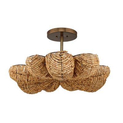 Jamie Young Anguilla Semi-Flush Mount in Natural Wood Beads
