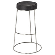 Jamie Young Henry Round Leather Bar Stool - Charcoal