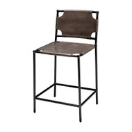 Jamie Young Asher Leather Counter Stool - Grey NEW