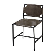 Jamie Young Asher Leather Dining Chair - Grey NEW