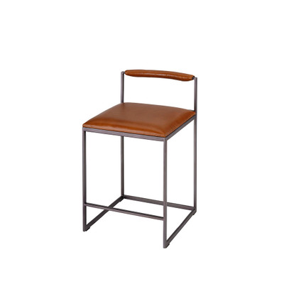 Jamie Young Bradbury Leather Counter Stool - Saddle