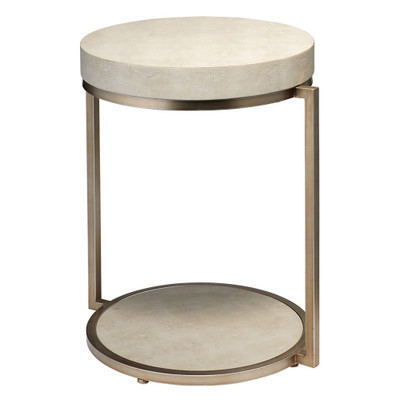 Jamie Young Chester Faux Shagreen Round Side Table - Ivory