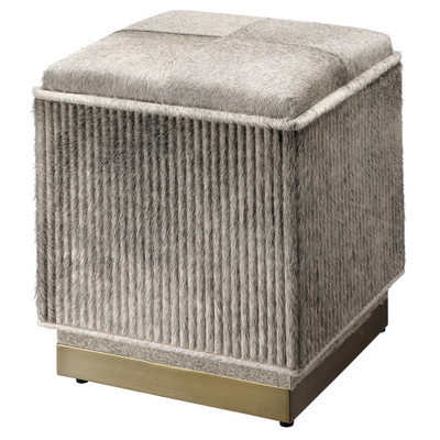 Jamie Young Easton Hide Ottoman - Grey