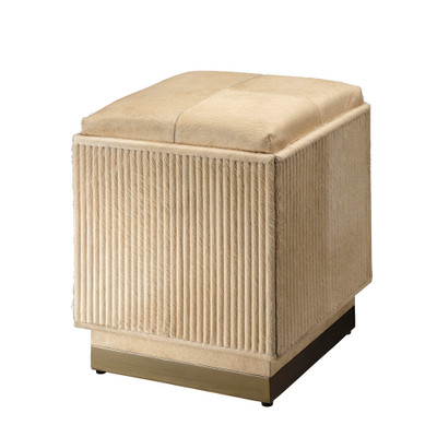 Jamie Young Easton Hide Ottoman - Tan