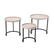 Jamie Young Maddox Faux Shagreen Nesting Tables (Set of 3) - Cream