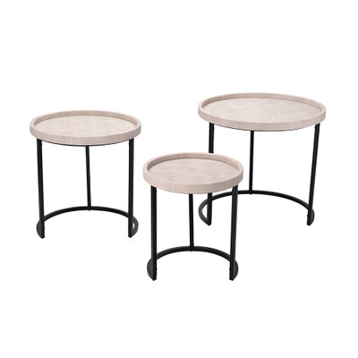 Jamie Young Maddox Faux Shagreen Nesting Tables (Set of 3) - Cream