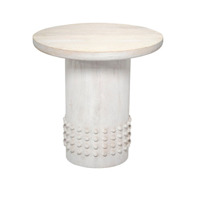 Jamie Young Studded Washed Wood Side Table - White