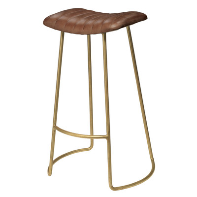 Jamie Young Theo Leather Bar Stool - Brown