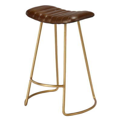 Jamie Young Theo Leather Counter Stool - Brown