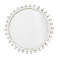 Jamie Young Brighton Round Wood Mirror - White Washed