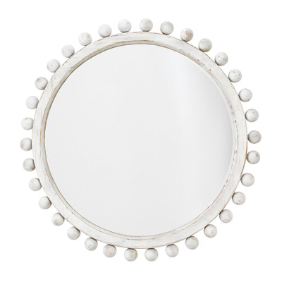 Jamie Young Brighton Round Wood Mirror - White Washed