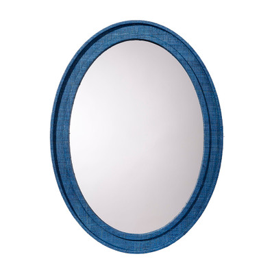 Jamie Young Valley Raffia Oval Wall Mirror - Indigo