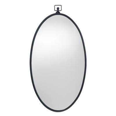 Jamie Young Wade Iron Oval Wall Mirror - Black