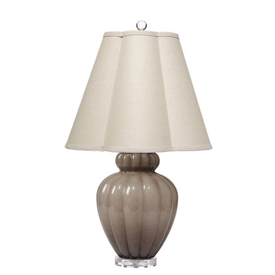 Jamie Young Agnes Blown Glass Table Lamp with Linen Scalloped Shade - Taupe