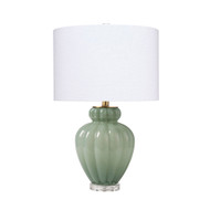 Jamie Young Agnes Blown Glass Table Lamp with Linen Shade - Celadon