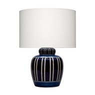 Jamie Young Arthur Ceramic Table Lamp with Linen Shade - Navy Blue