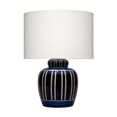 Jamie Young Arthur Ceramic Table Lamp with Linen Shade - Navy Blue