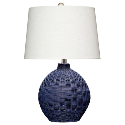 Jamie Young Cape Rattan Table Lamp - Blue