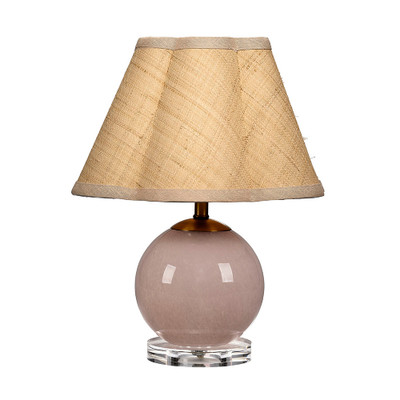 Jamie Young Dottie Blown Glass Table Lamp with Raffia Shade - Pink