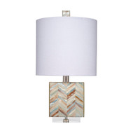Jamie Young Garbo Mother of Pearl Table Lamp with Linen Shade - Blue